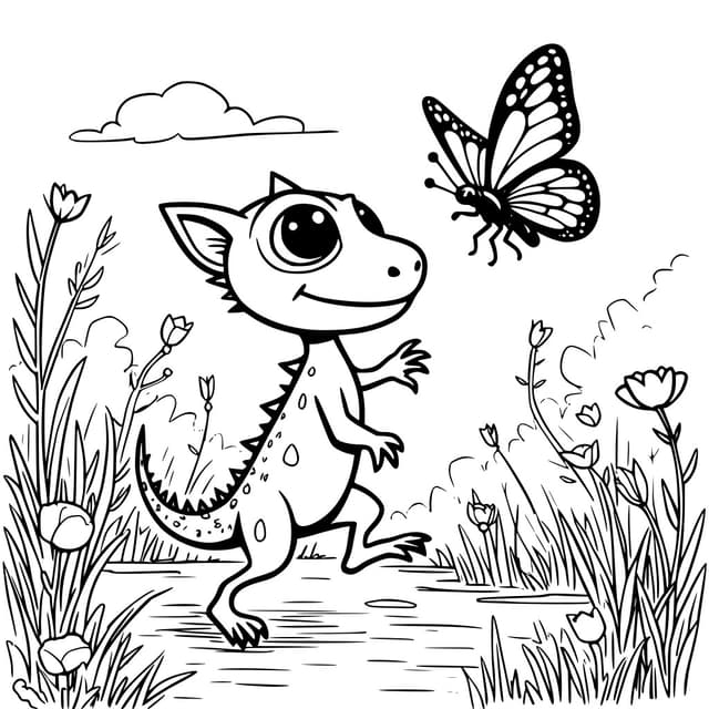 Compsognathus Chasing Butterfly