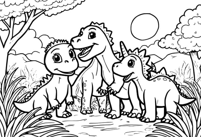 Dinosaurs at Sunset