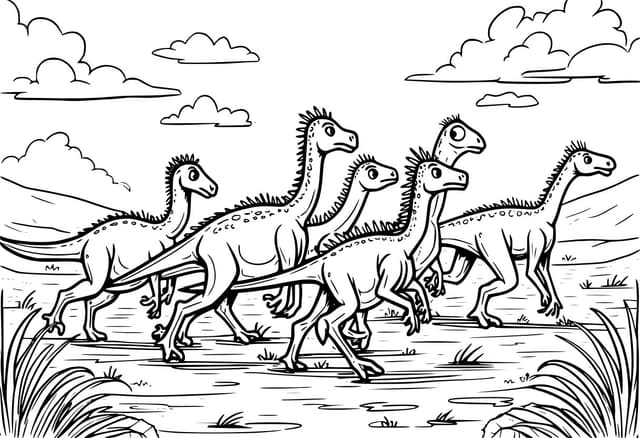 Gallimimus Herd Running