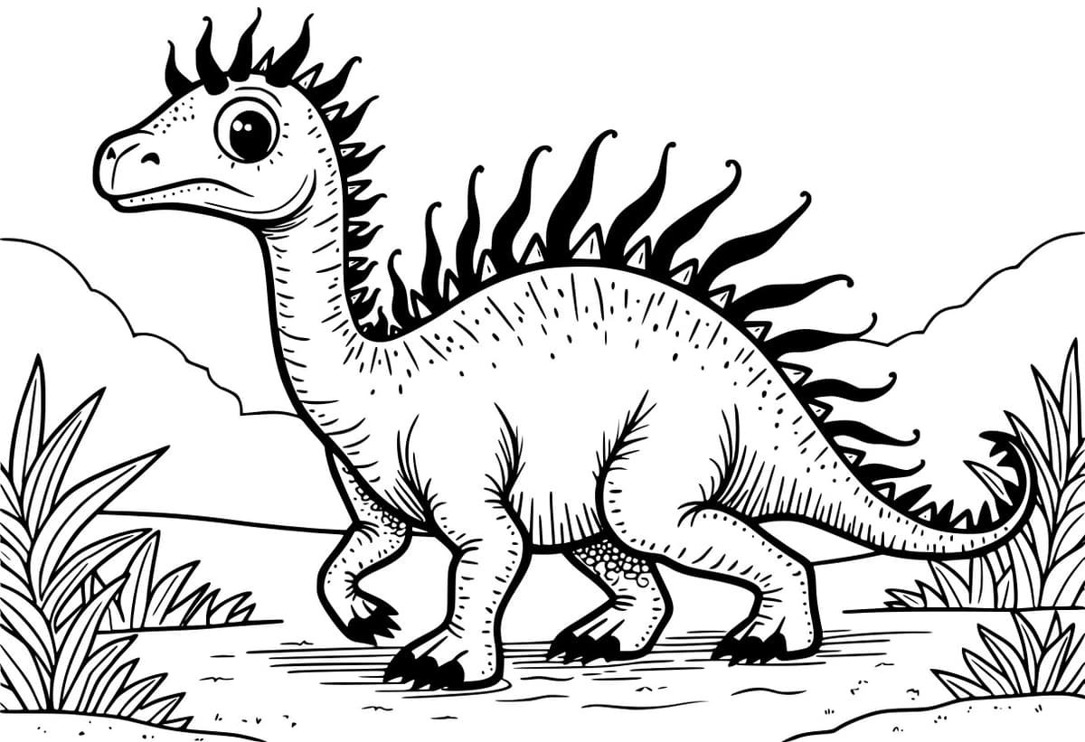 Coloring page of a Sauropelta near a forest edge.