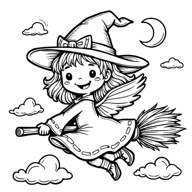 Cute Witch on a Broom