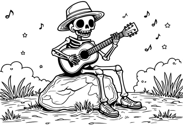 Skeleton Playing Guitar